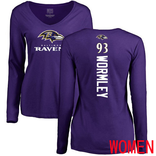 Baltimore Ravens Purple Women Chris Wormley Backer NFL Football #93 Long Sleeve T Shirt